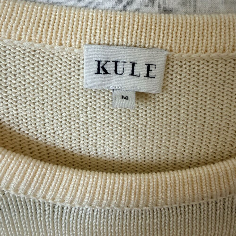 Kule Light Yellow Cotton Knit Sweater Women’s Medium Long Sleeve Crewneck Luxury - Picture 7 of 11